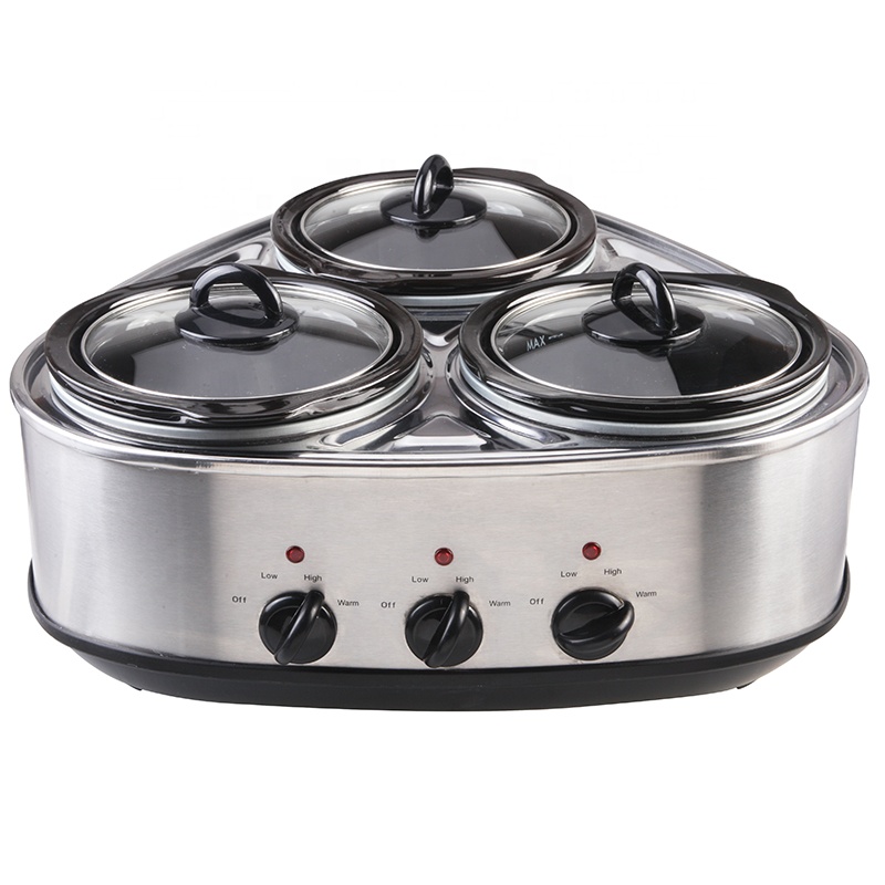 Electric Slow Cookers Mail Box Triple Ceramic Capacity Glass Stainless Steel High Quality 3 Pot with 1.5l Safe Household 120 230
