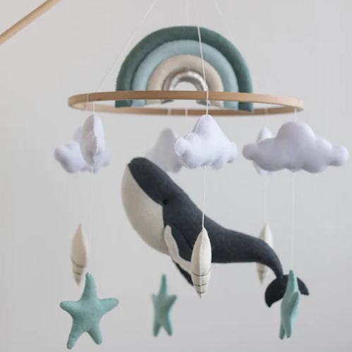 Lovely Unicorn Baby Crib Rotating Nursery Baby Mobile PINK Toy Cotton OEM Customized Felt and Wood baby crib mobile
