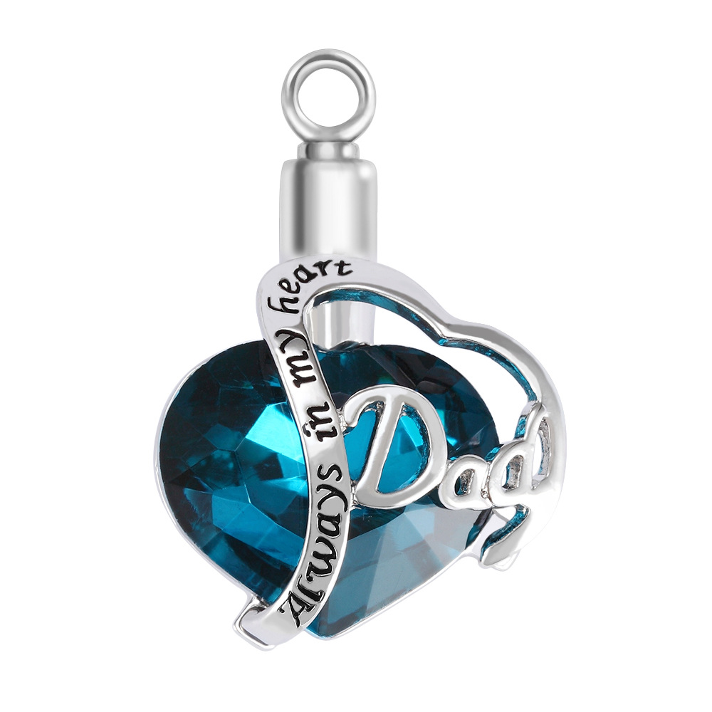 Pet Urn Perfume Bottle Series Commemorative Pet Pendant Urn Love Heart Shaped Blue Diamond