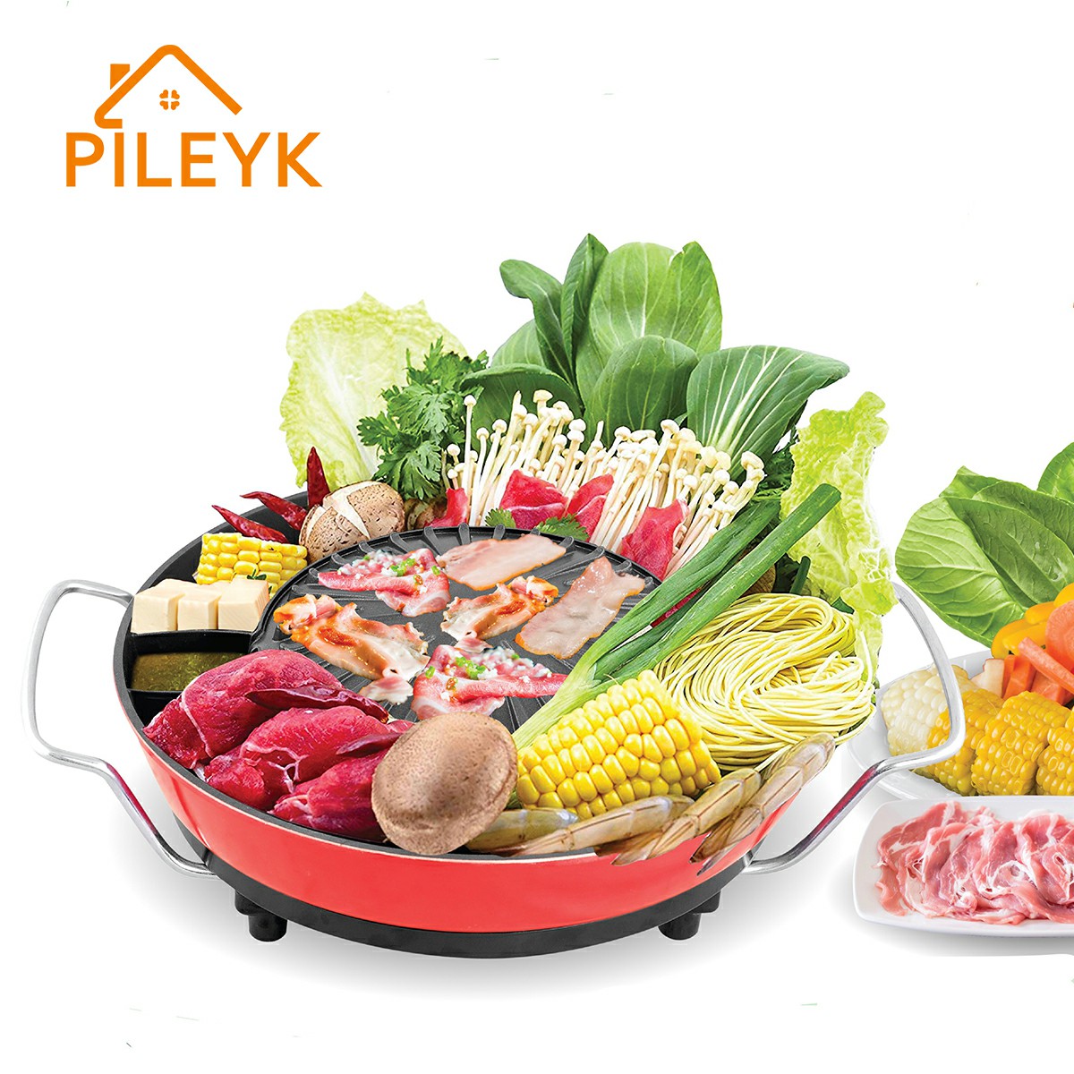 Корейский многофункциональный электрический чайник Shabu Hotpot с грилем для барбекю антипригарный набор для фондю с покрытием для использования в помещении