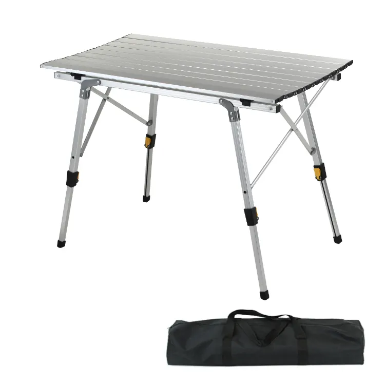 Outdoor Portable Metal Aluminum Adjustable Legs Folding Foldable Lightweight Camping Table For BBq Picnic