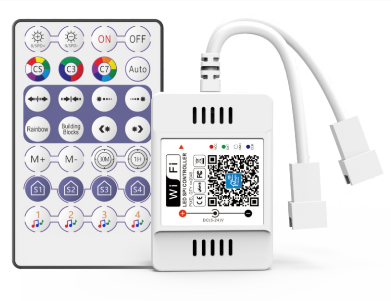 Новый светодиодной SPI контроллер для Pixel Газа DC5-24V 2048 пикселей Wi-Fi и голос 28 кнопок пульта дистанционного управления, Magic Home приложение