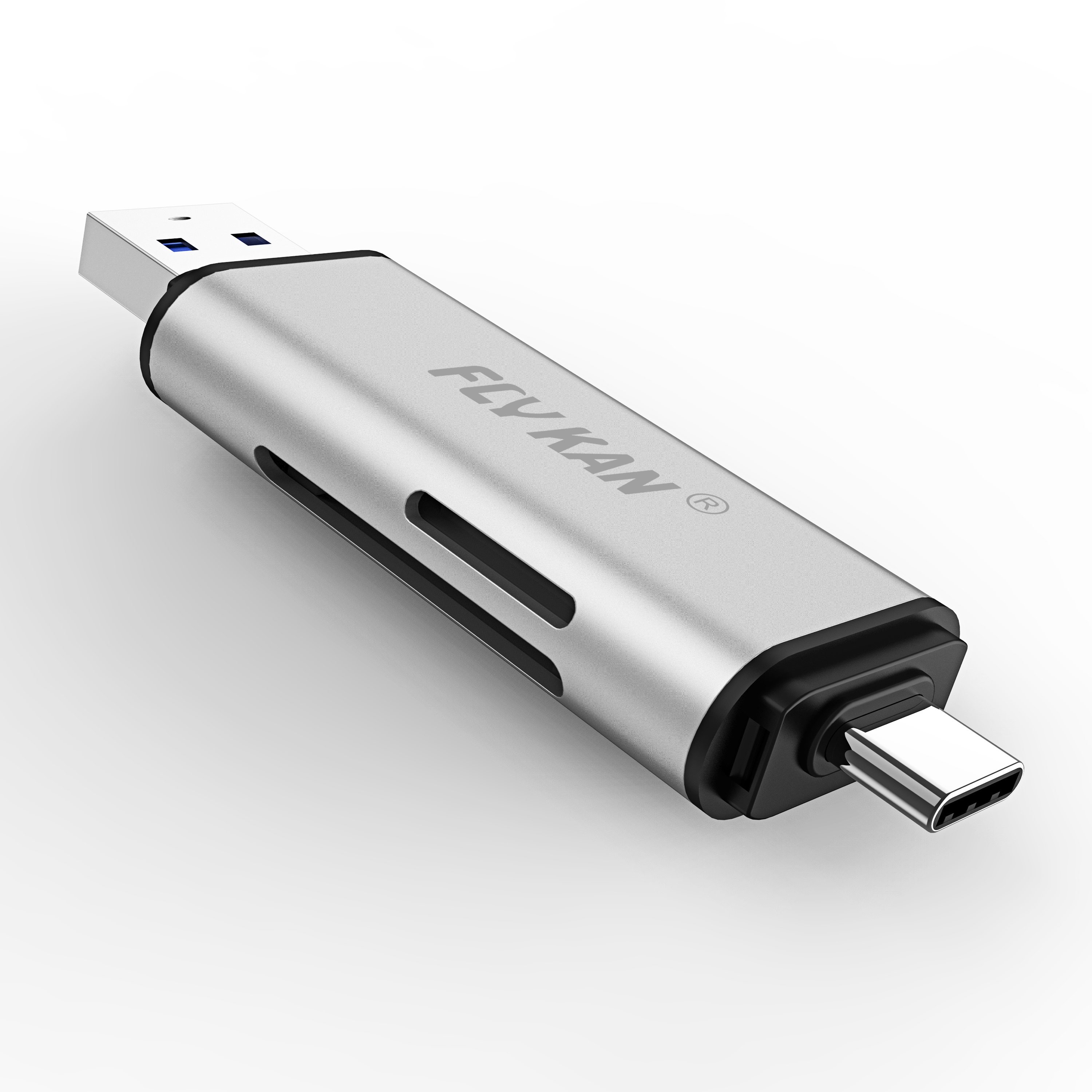 USB C + Type A кард-ридер/Писатель SD, TF, USB Type-C G1, USB3.0 интерфейс-(flykan U3CR09-M)