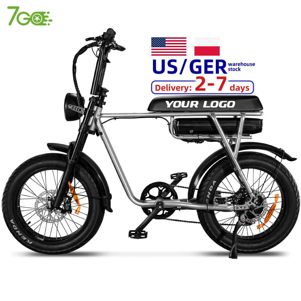 7GO eu usa warehouse ebike 48v 1000w взрослые толстые шины пляжный электрический велосипед с длинным сиденьем