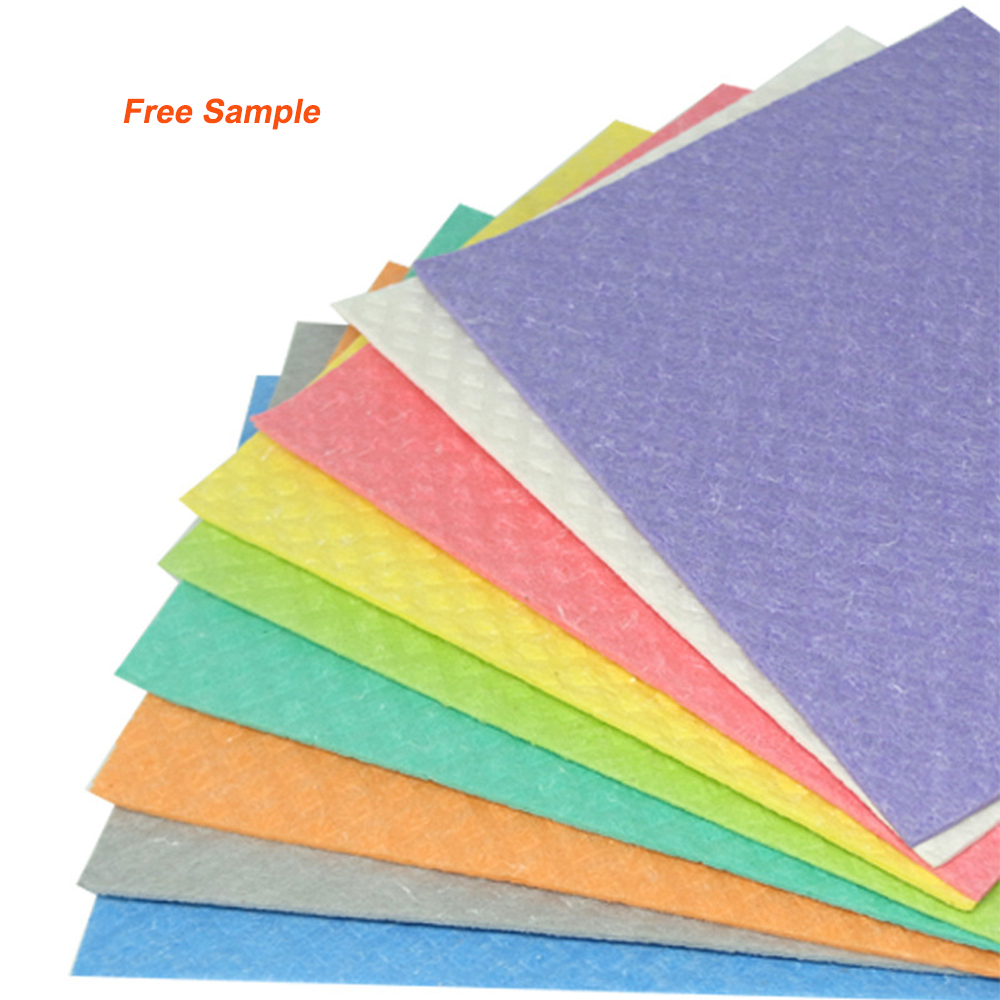 Custom Logo Solid Color Printed Assorted Color Swedish Sponge Dish Cloth Natural Cellulose cloth for kitchen Bulk 10 Pack 6 Pack