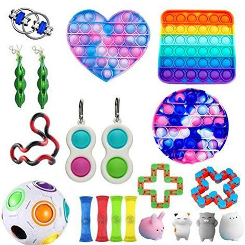 Best sellBulk Custom Push Pops Bubble Fidget Toy Kids Sensory Jumbo Big Fidget Toys Set Keychain New Anti Stress Pop Fidget Toys