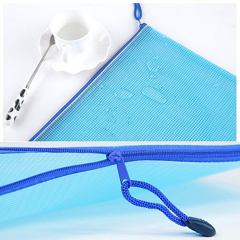10pcs Pvc Grid Transparent Document Zipper File Bags Pvc Zip File Folder Pouch With Mesh Window