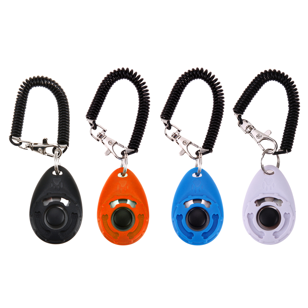 Pet Trainer Pet Dog Training Dog Clicker Adjustable Sound Key Chain And Wrist Strap Doggy Train Click
