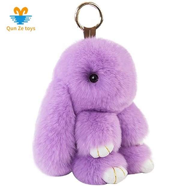 Wholesale Bunny Keychain Soft Cute Rex Car Pom Pom Handbag Keyring Rabbit Fur Keychain
