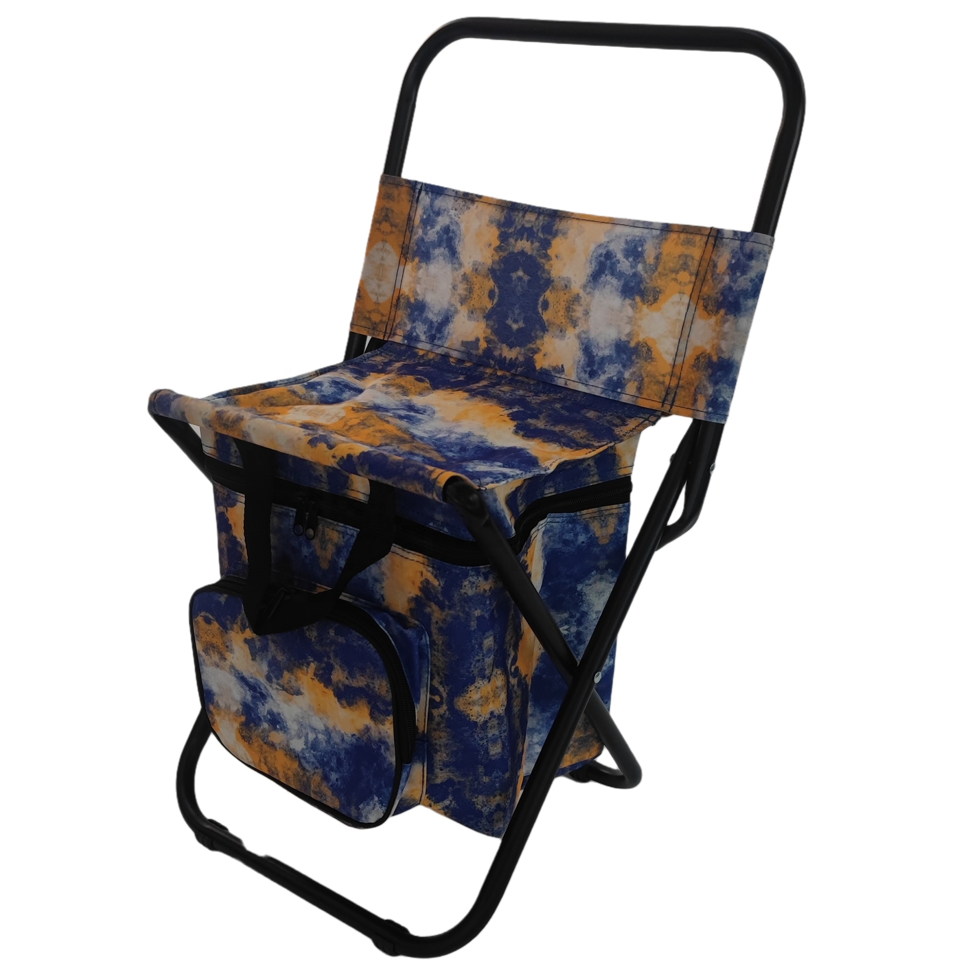 Foldable Camping Chair with Cooler Bag Compact Fishing Stool For Outdoor Fishing Hiking Sports