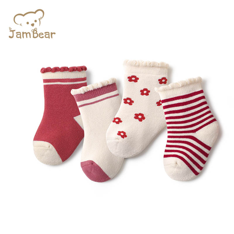 JamBear/жаккардовые трикотажные хлопковые носки зимние носки для маленьких девочек и мальчиков детские гольфы