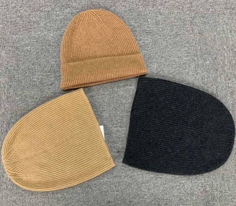 100% pure cashmere beanie hats blank custom logo women men knitted cotton 100% merino wool beanie hat with custom embroidery