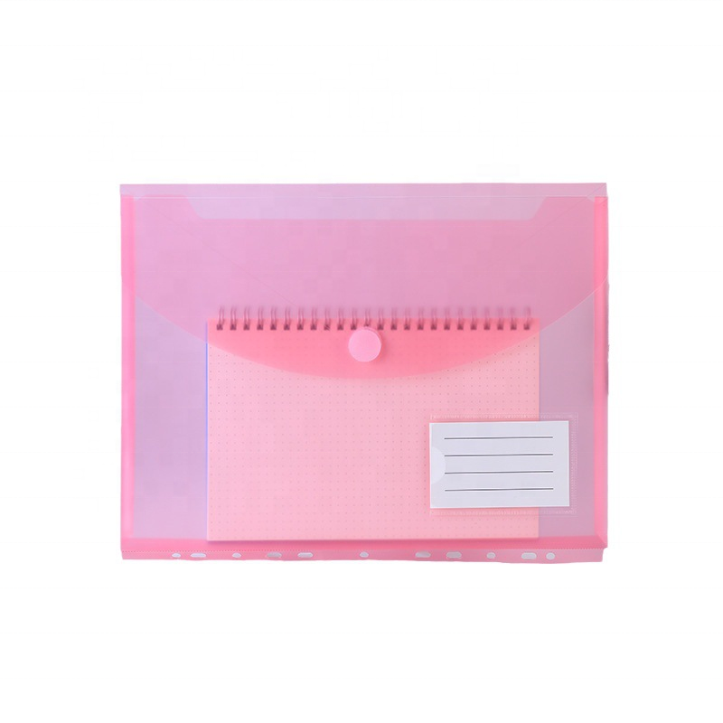 Wholesale High Quality transparent 11Hole Letter Size Document Bag Button Bag Punch Pockets School Office Plastic Wallet Folder