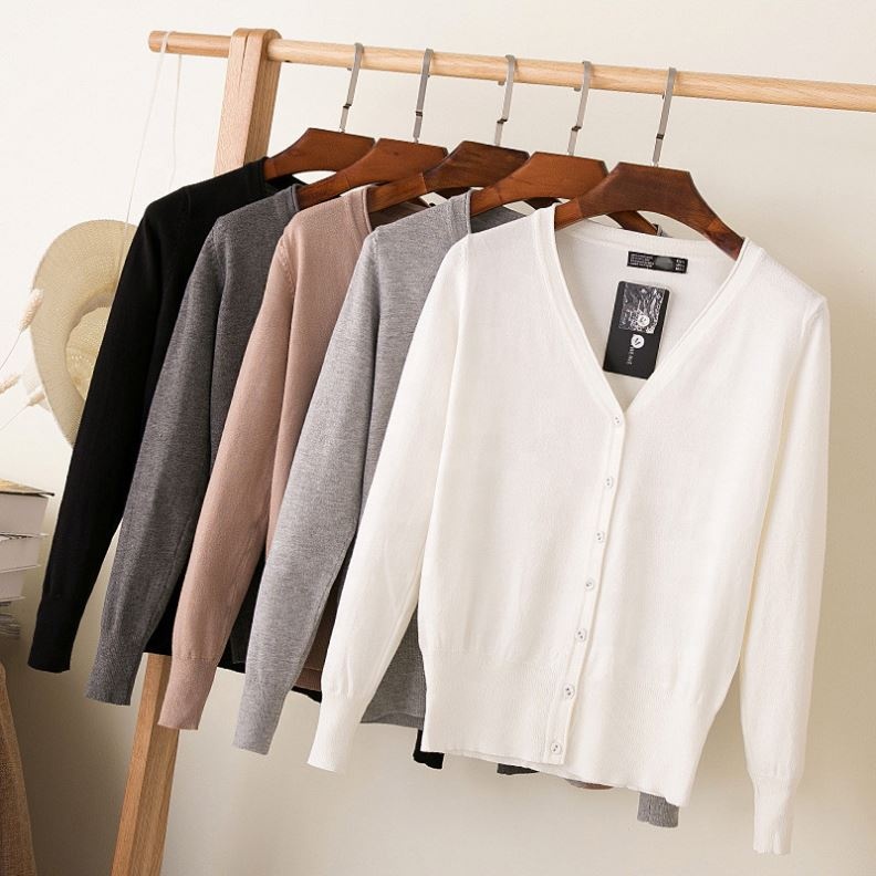 Coldker Solid Color Women Knitted Cardigan Coat Autumn Winter 2021 Casual V-Neck Long Sleeve Crochet Knit Sweater Coat