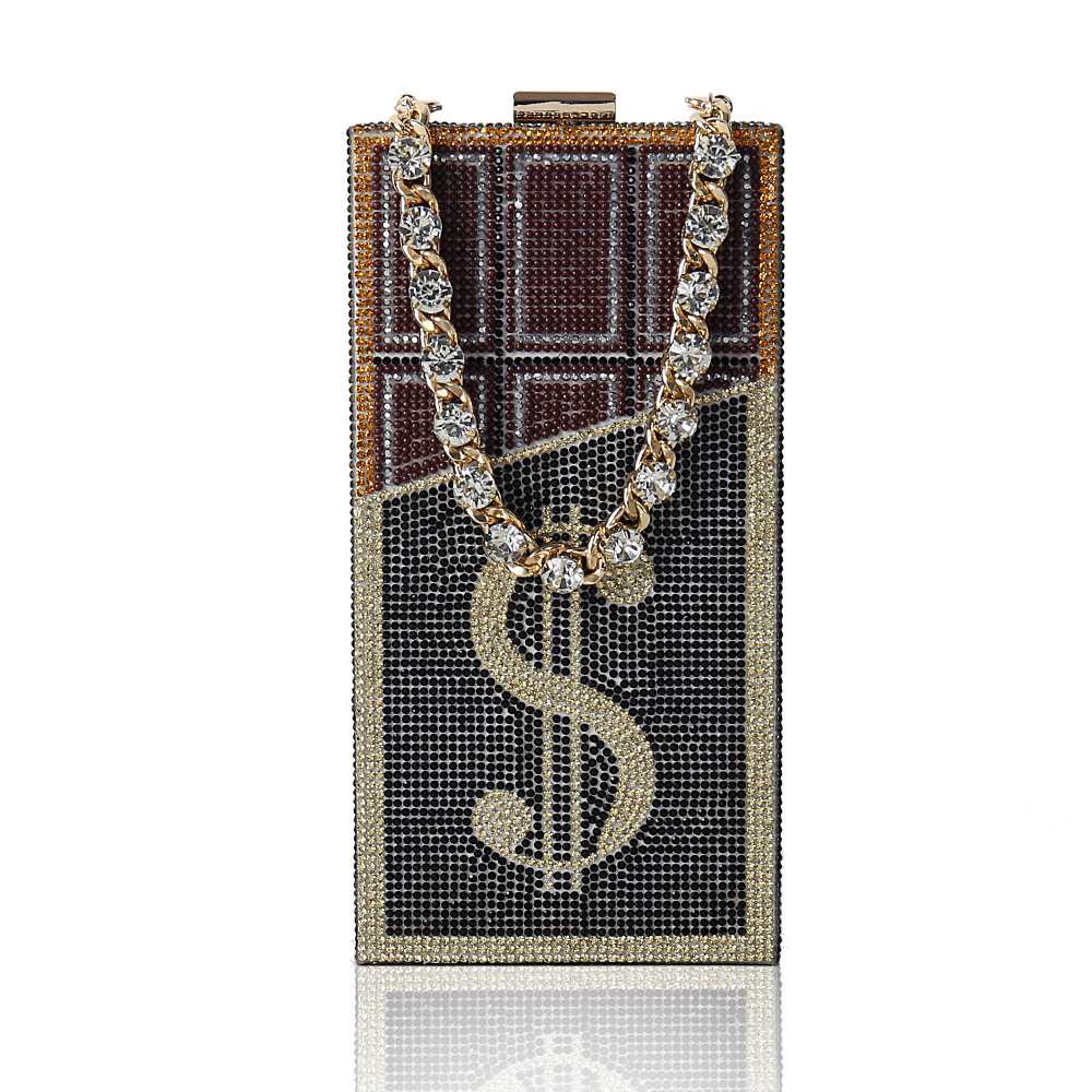Fashion diamond dollar bag ladies evening annual meeting clutch wedding handbags women evening hand bag