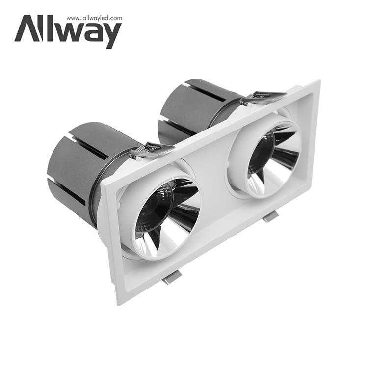 High Lumen Rectangle Easy Installation Ceiling Down Lamp Residential COB 2*12W LED Grille Light