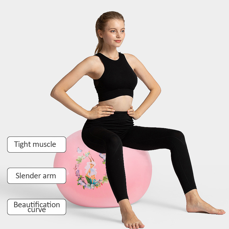 Stylish Flower Pattern Anti-slip 65cm Diameter Exercise Yoga Ball With Pump