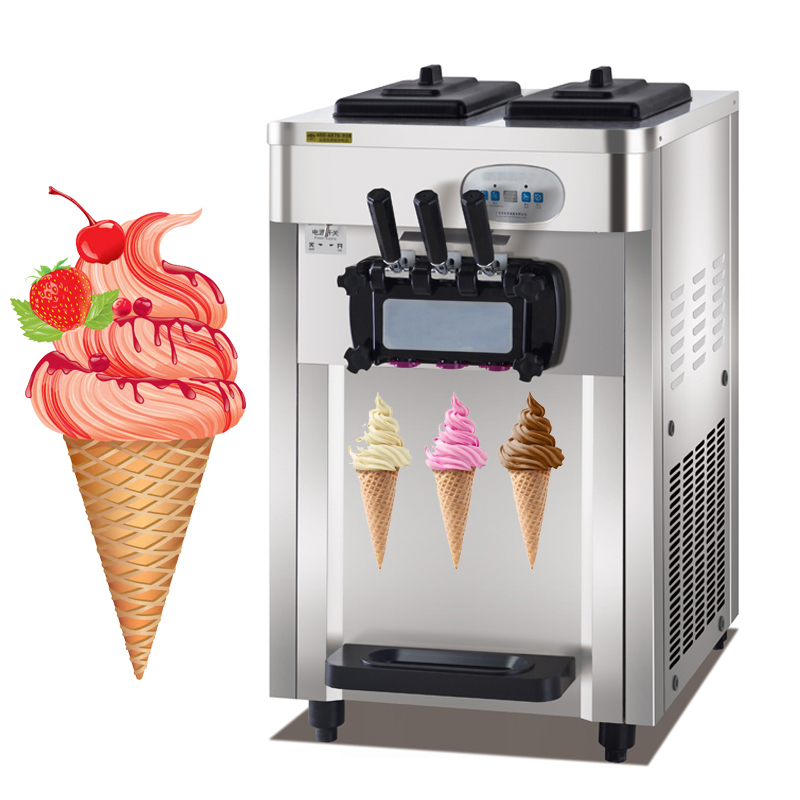 3 Favors Soft Ice Cream Makers Machine Commercial Counter Top Electric maquina de helados Stainless Steel Ice Cream Machine