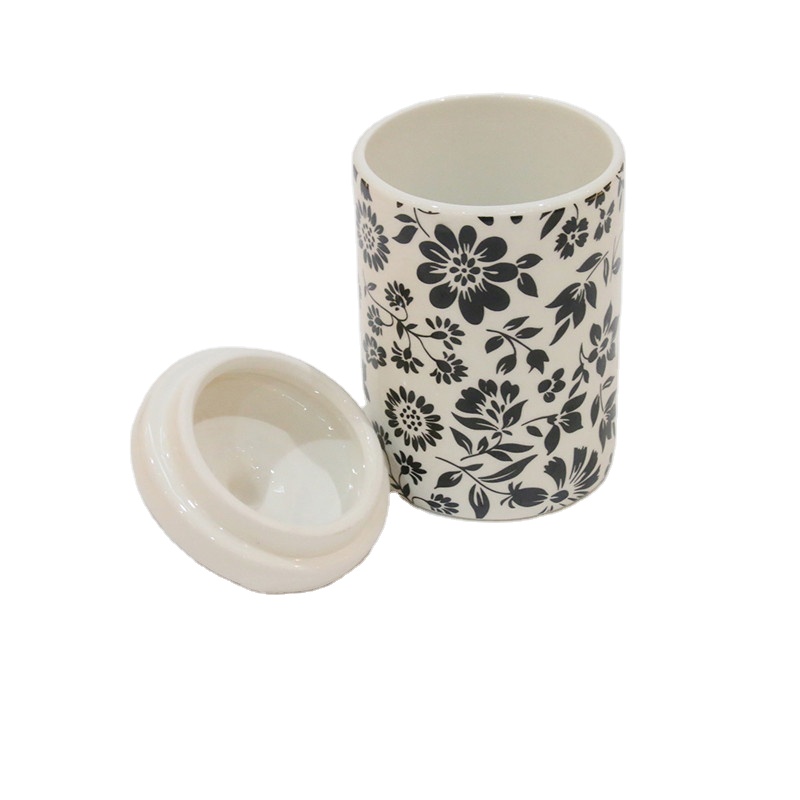 High quality round shape ceramic cookie jar with lid for home
