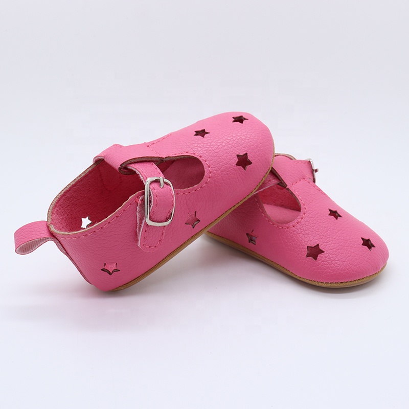 Mary Jane Girl Baby Shoes Non-Slip Rubber PU Toddler Girl T-Strap Newborn Baby Shoes