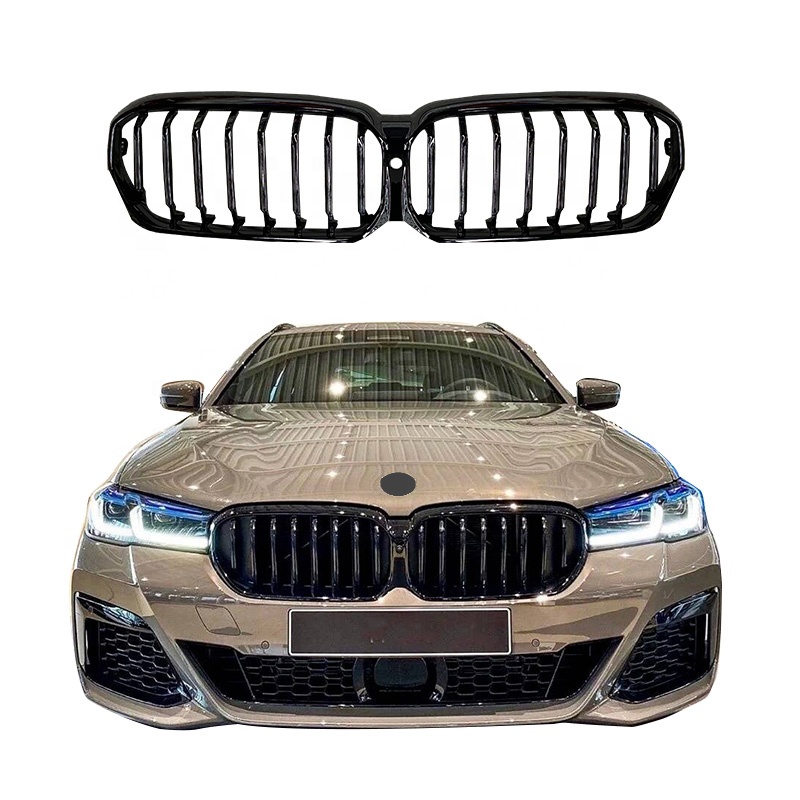CLY Front Car Grill For 5 series single slat 2021-IN black ABS grille for bmw g30 LCI car grills