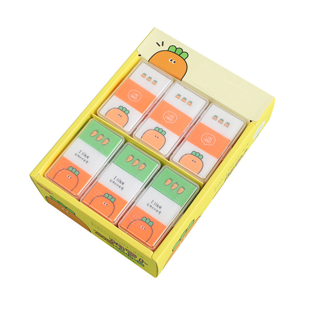 Mulit-style Durable Fancy Vegetable Carrot Children Erasers With Small Box