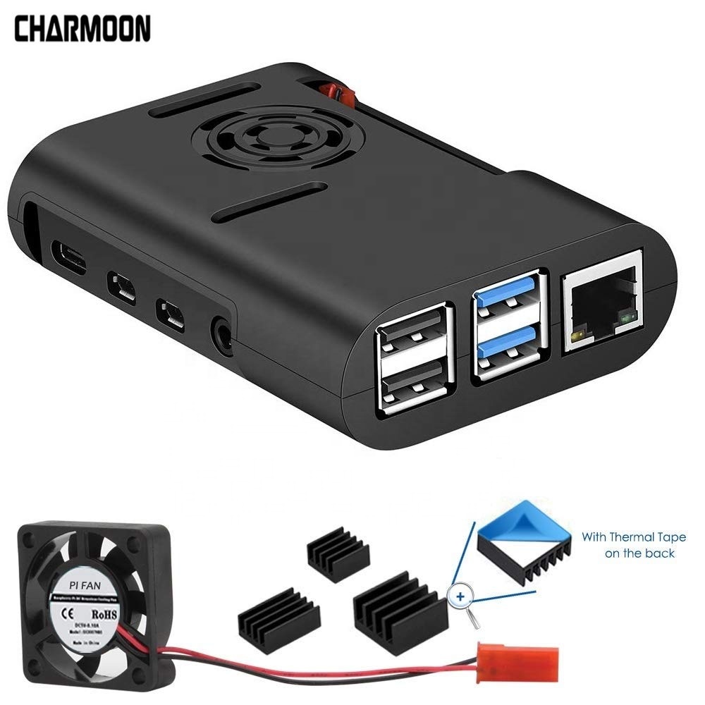New Style For Raspberry pi 4 model B ABS Case with cooiling fan and heatsink