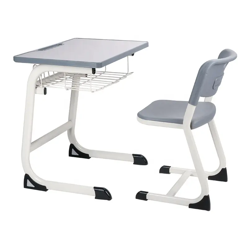 hot sale higah quality melamine school desks and chairs with pp injection edge