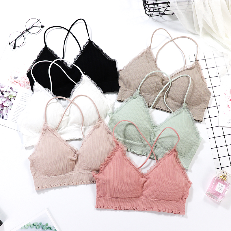 Women's Camisoles with built in bra Comfortable sexy ladies elastic underwear wire free camisoles