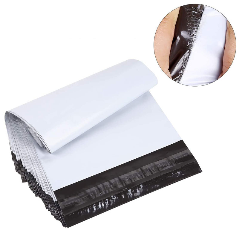 14*22+4CM White Handle LDPE Poly Courier Mailing Bag Luxury Custom Shipping Bags for Clothing