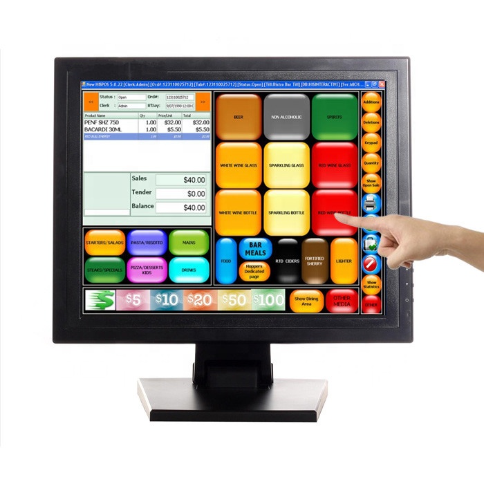POS/PC VGA/BNC/AV/USB промышленный монитор 15 17 19 22 дюймов Windows 7/8/10/linux 4 провода или 5 проводов резистивный сенсорный