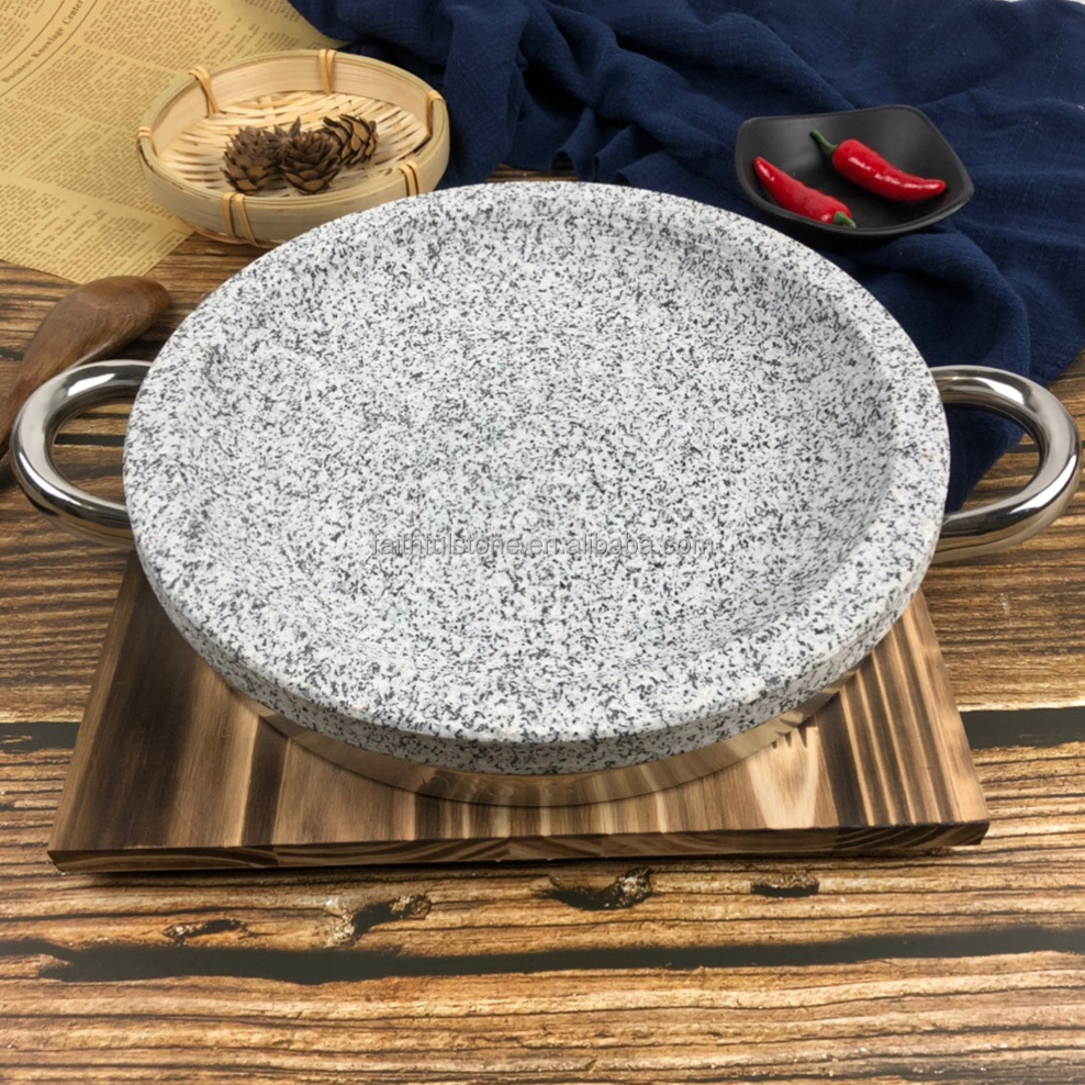 wholesale natural Dia 28cm cookware granite stone flat pan cooking pan