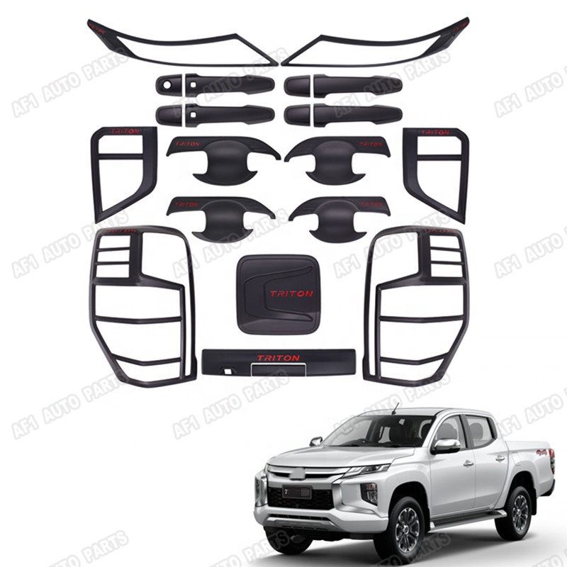 Black or Chrome Color Whole Kit Plastic Tail Lamp Headlamp Cover for Triton L200 2019 2020