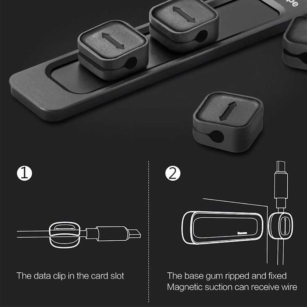 Best Seller New Design Strong Suction Magnetic Silicone USB Cable Desktop Cable Organizer For USB Cable Management