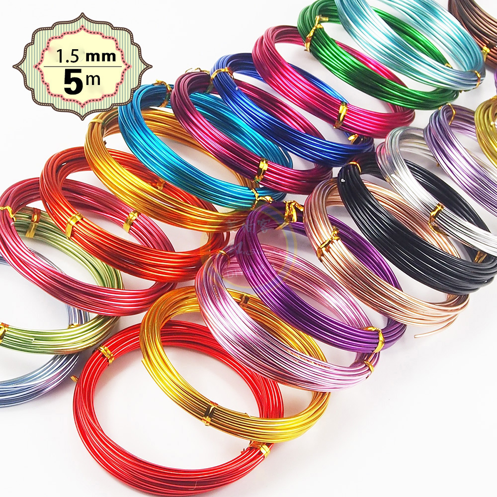 1.5mm 5m colorful Aluminum Soft Diy jewelry making craft wire Craft Anodized Aluminum Bonsai Wire for handicrafts