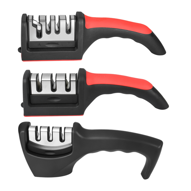 Multifunctional Four-stage Household Quick-Sharp Steel Kitchen Tool Knife Scissors Sharpener with Non-Slip Base