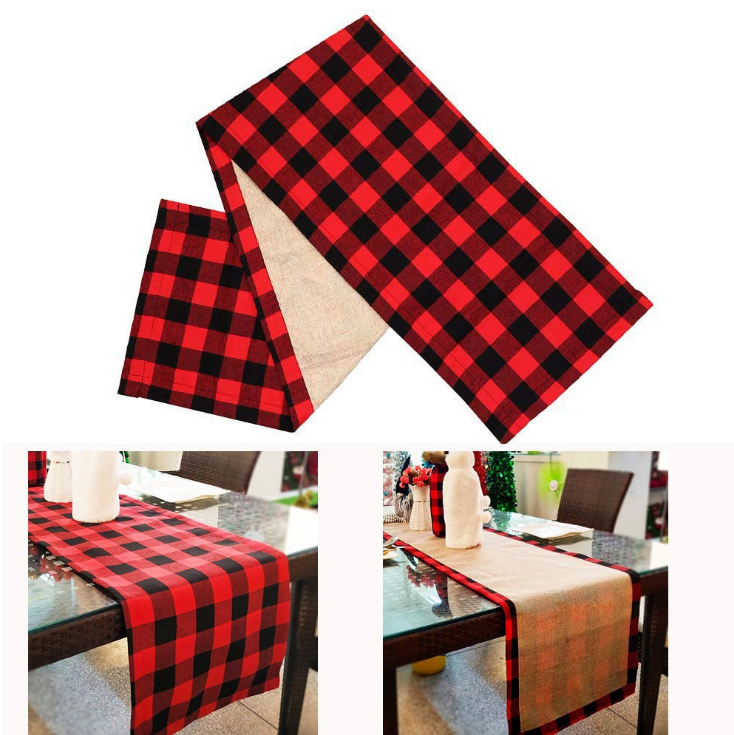 Christmas Table Runner, Classic Xmas Table Linens for Christmas Decoration Home Dining Room Party Holiday Decor