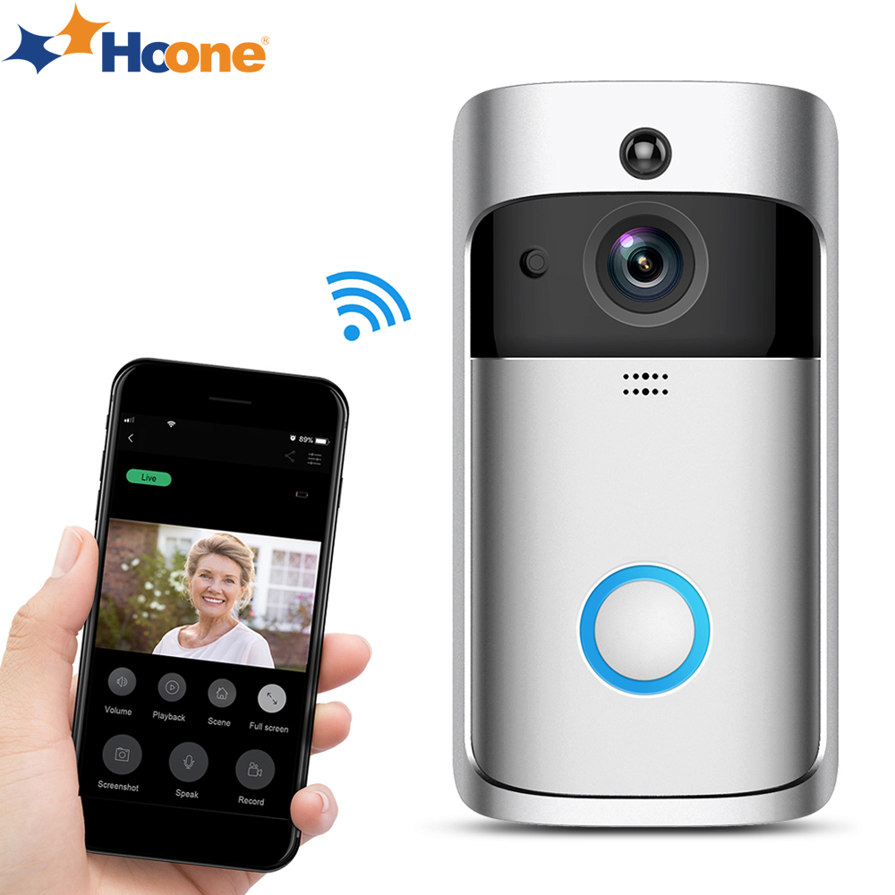 Дверные звонки Hoone Intercom, визуальный смарт-домофон с аккумулятором, детектор движения, уличная камера, кольцо, беспроводной, Wi-Fi, для телефона