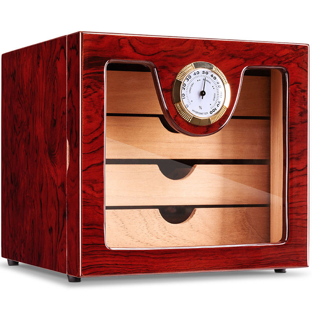 4 Layers Solid Wood Cedar Wood Cabinet Cigar Humidor Cigarette Box Case