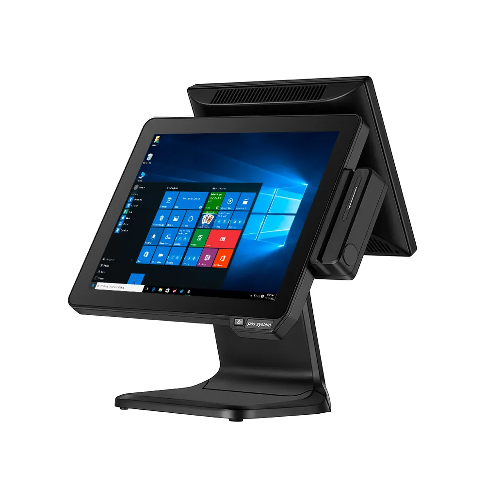 15 Inch +12 Inch Windows 10 Desktop Pos Terminal Touch Dual Screen Electronic Cash Register Machine