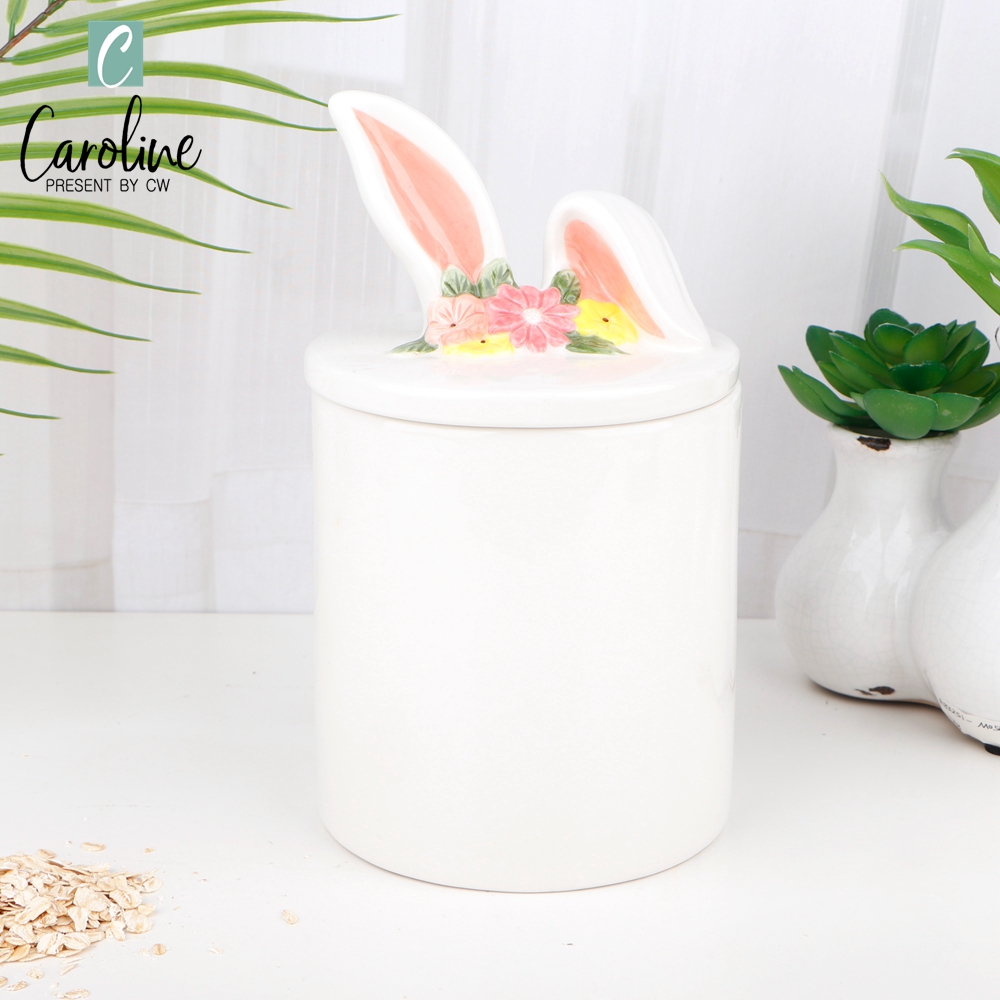 Экологичная керамическая емкость с крышкой для хранения ушей 3D Bunny