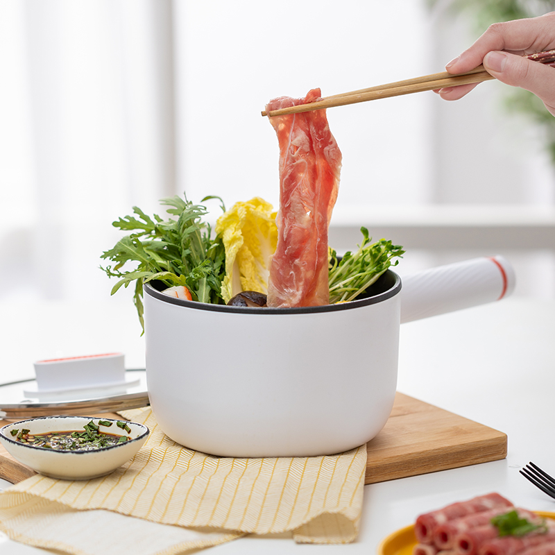 Non-stick multi-functional 1.5L mini pot with boil dry protection for boiling water noodle egg dumpling electric cooker RK-C59