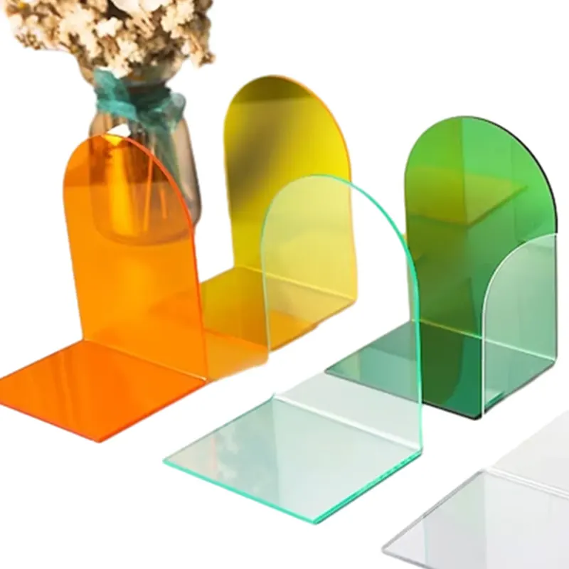 Arch Shaped Acrylic Decorative Bookends Bookrack Creative Acrylic Arch Book Stand Desktop Organizer Color Book Stopper