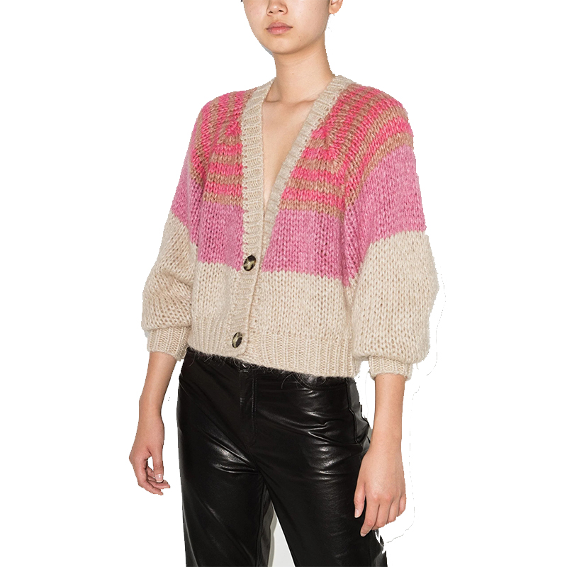 Sweater manufacturer autumn winter new v neck long sleeved women knitted sweater cardigan