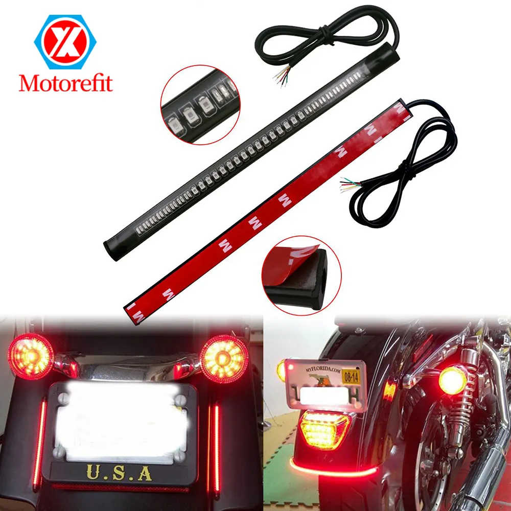 RTS Motorcycle Car 48LED LED Turn Signal Light Tail Brake Stop License Plate Lamp Rear Light led Waterproof light bar