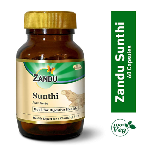 India herbal product Zandu Sunthi 60 - herbal sunthi capsule , - herbal medicines - ayurvedic medicines