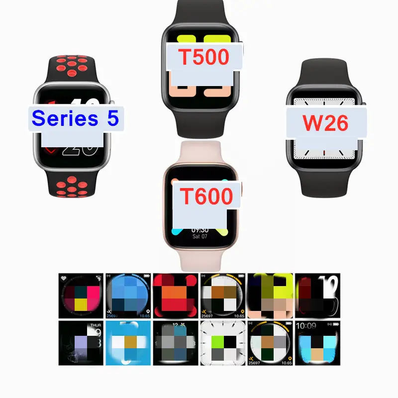Smart watch T500 W26 T600 W55 T1S B57 Series 5 T5 Pro Smartwatch Heart Rate Fitness Tracker M3 M4 Smart Bracelet for Men Women