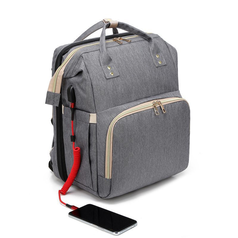 The new lightweight foldable sleeping mummy bag multifunctional USB charging backpack diaper bag