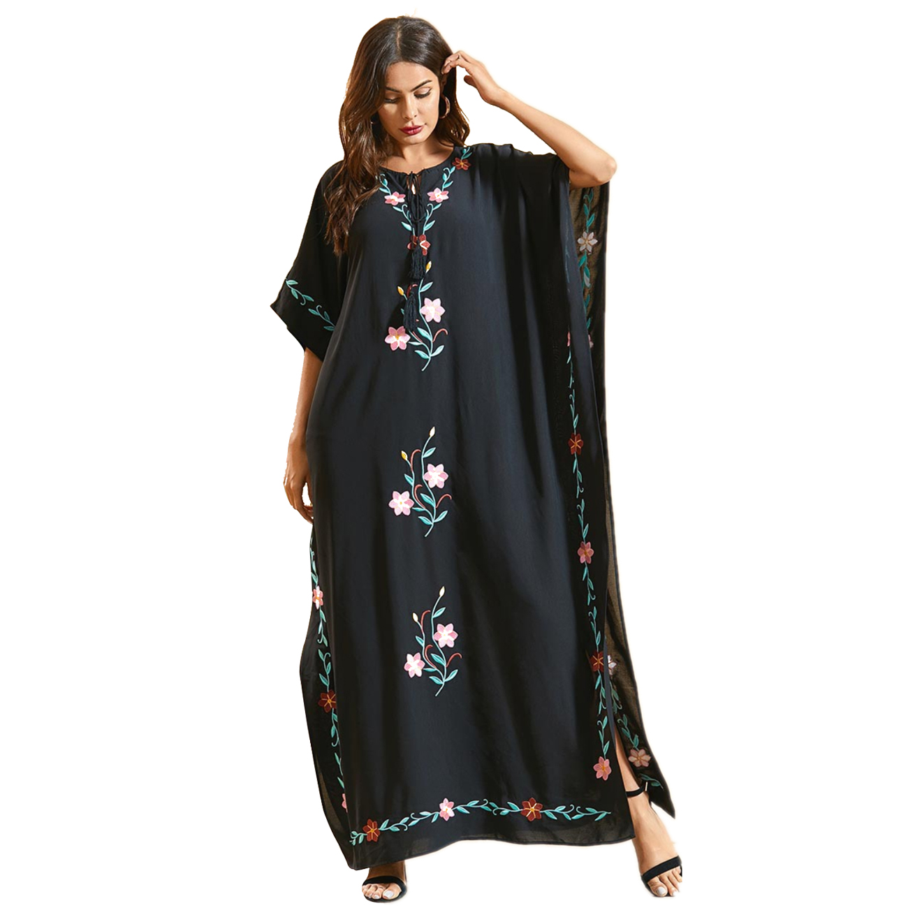 Мусульманское платье, женская одежда abaya, традиционный халат Ближнего Востока, мусульманская ночная рубашка