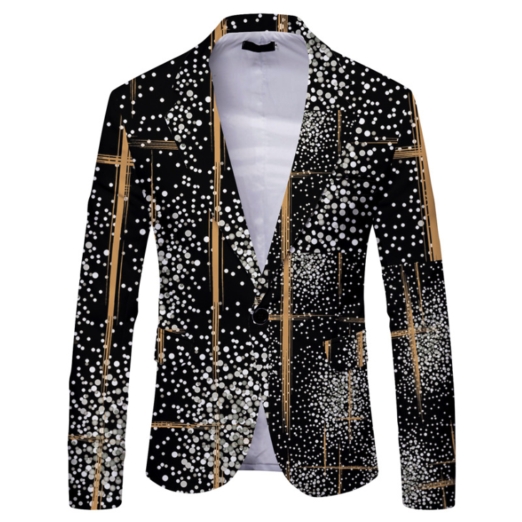 Print Floral Suit Coat Men's Casual Business Wedding Long Sleeve Blazers Single Button Slim Fit For Men Stylish Suit
